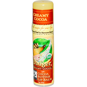 3 PACK of Badger Company, Cocoa Butter Lip Balm, Creamy Cocoa, .25 oz (7 g)