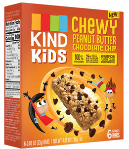 3 PACK of Kind Kids Granola Bars Gluten Free Chewy Peanut Butter Chocolate Chip -- 6 Bars
