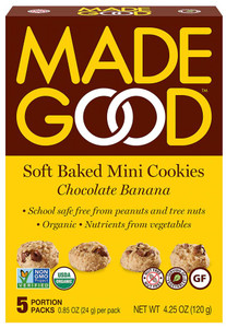 3 PACK of MadeGood Soft Baked Mini Cookies Chocolate Banana -- 5 Pack