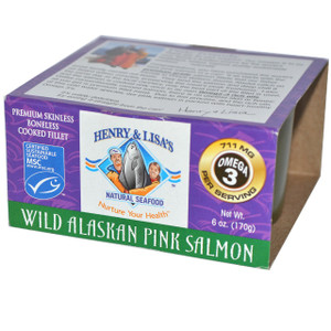 3 PACK of Henry & Lisas Natural Seafood Wild Alaskan Pink Salmon -- 6 oz
