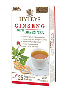 3 PACK of Hyleys Ginseng with Green Tea -- 25 Tea Bags