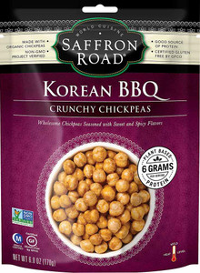 3 PACK of Saffron Road Crunchy Chickpeas Gluten Free Korean BBQ -- 6 oz