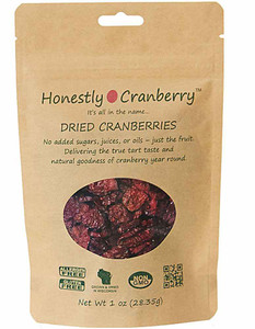3 PACK of Honestly Cranberry Dried Cranberries Unsweetened -- 1 oz