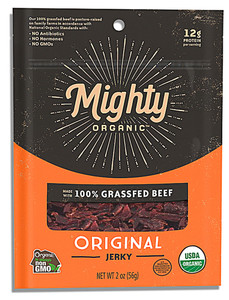 3 PACK of Mighty Organic Grassfed Beef Jerky Gluten Free Original -- 2 oz