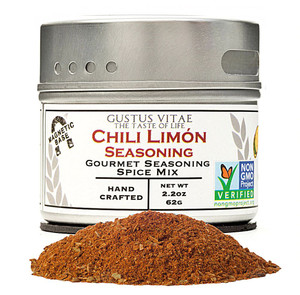 3 PACK of Gustus Vitae Gourmet Seasoning Spice Mix in Magnetic Tin Chili Limon -- 2.2 oz