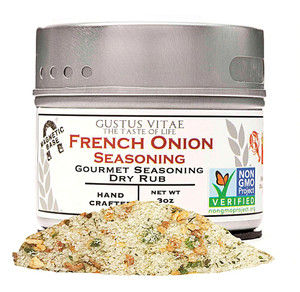 3 PACK of Gustus Vitae Gourmet Seasoning Dry Rub In Magnetic Tin French Onion Seasoning -- 3 oz