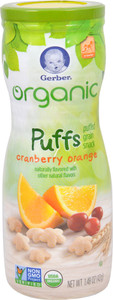 3 PACK of Gerber, Organic Puffs, Cranberry Orange, 1.48 oz (42 g)