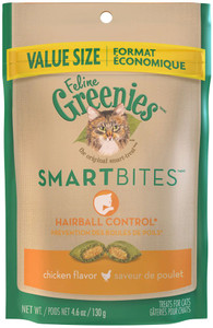 3 PACK of Greenies Feline Smartbites Hairball Control Treats Chicken -- 4.6 oz