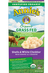 3 PACK of Annies Homegrown Organic Grass Fed Shells & White Cheddar Macaroni & Cheese -- 6 oz