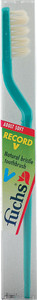 3 PACK of Fuchs Brushes, Record V, Natural Bristle Toothbrush, Adult Soft, 1 Toothbrush