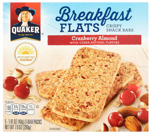 3 PACK of Quaker Breakfast Flats Crispy Snack Bars Cranberry Almond -- 5 Bars