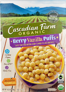 3 PACK of Cascadian Farms Organic Puffs Cereal Berry Vanilla -- 10.25 oz