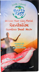 3 PACK of Earth Kiss Million Year Clay Facial Revitalise Bamboo Sheet Mask -- 0.59 oz
