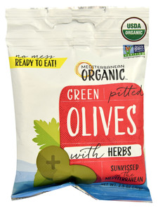 3 PACK of Mediterranean Organic Green Pitted Olives -- 2.5 oz