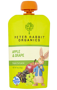 3 PACK of Peter Rabbit Organics Fruit Puree Apple & Grape -- 4 oz