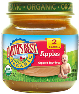 3 PACK OF Earths Best Organic Baby Food Stage 2 Apple -- 4 oz