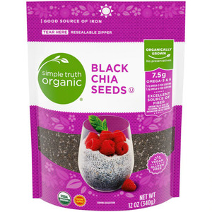 3 PACK OF Simple Truth Organic Black Chia Seeds -- 12 oz