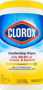 3 PACK OF Clorox Disinfecting Wipes Crisp Lemon -- 75 Wipes