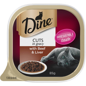 5 PACK of Dine Beef & Liver In Gravy Wet Cat Food 85g