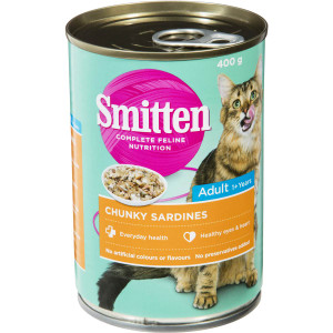 5 PACK of Smitten Cat Food Chunky Sardines 400g