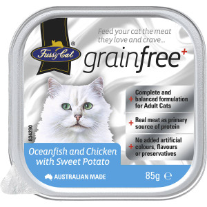 5 PACK of Fussy Cat Grain Free Oceanfish & Chicken With Sweet Potato 85g