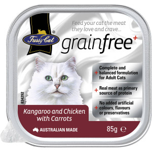 5 PACK of Fussy Cat Grain Free Kangaroo & Chicken With Carrots 85g