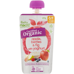 5 PACK of Macro Organic 6 Months+ Apple Berries & Fig With Yoghurt 120g