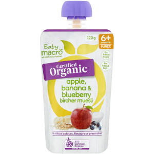 5 PACK of Macro Organic 6 Months+ Apple Banana & Blueberry Bircher Muesli 120g