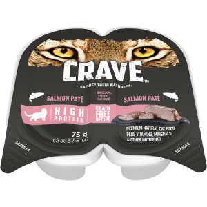 5 PACK of Crave Salmon Pate Wet Cat Food 75g