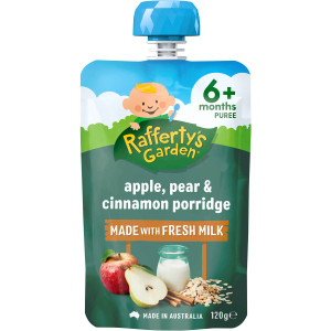 5 PACK of Rafferty's Garden Ready To Eat Porridge 6 Months Pear Apple & Cinnamon 120g