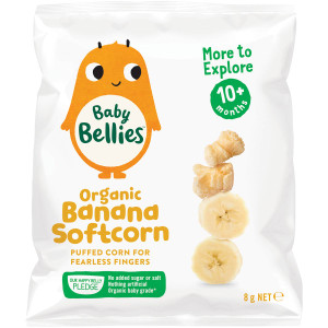 5 PACK of Baby Bellies Organic Softcorn Banana 8g