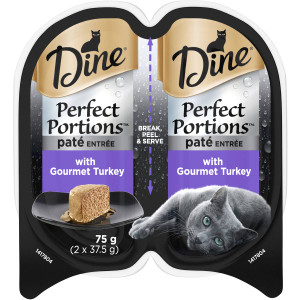 5 PACK of Dine Perfect Portions Pate With Turkey Wet Cat Food Trays 2x37.5g