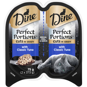 5 PACK of Dine Perfect Portions Cuts In Gravy Tuna Wet Cat Food Trays 2x37.5g