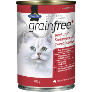 5 PACK of Fussy Cat Grain Free Beef, Kangaroo & Sweet Potato Wet Cat Food 400g