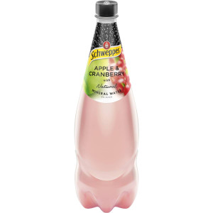 5 PACK of Schweppes Natural Mineral Water Apple & Cranberry 1.1l