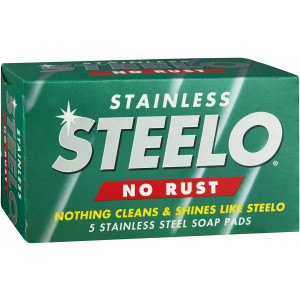 5 PACK of Steelo Scourer Steel Wool Soap Pads Stainless 5 pack