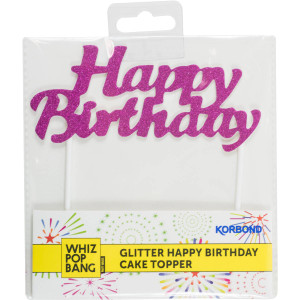 5 PACK of Korbond Happy Birthday Cake Topper Coloured Glitter 20g