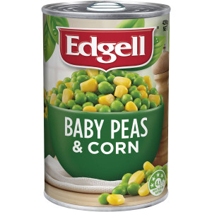 5 PACK of Edgell Baby Peas & Corn Baby Peas & Super Sweet Corn 420g