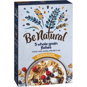 5 PACK of Be Natural Breakfast Cereal With 5 Whole Grain Flakes 325g