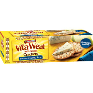 5 PACK of Arnott's Vita-weat Cracker Sesame & Poppy Seeds 130G