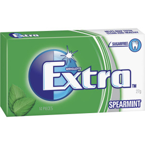 5 PACK of Wrigley's Extra Spearmint Chewing Gum Sugar Free 27g