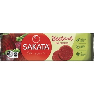 5 PACK of Sakata Rice Crackers Beetroot 90g