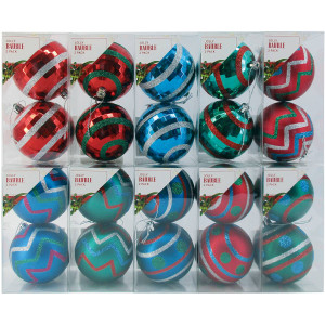 5 PACK of Christmas Jolly Baubles Assorted 2 pack