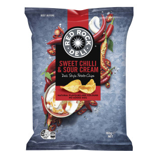 5 PACK of Red Rock Deli Potato Chips Sweet Chilli & Sour Cream 165g