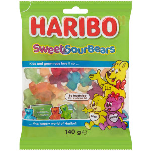 5 PACK of Haribo Sweet & Sour Bears 140g