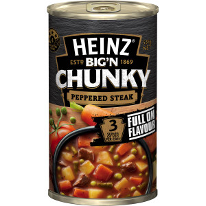 5 PACK of Heinz Big N Chunky Canned Soup Peppered Steak 535g