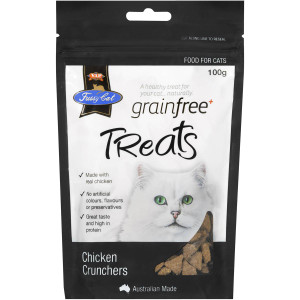 5 PACK of Fussy Cat Grain Free Chicken Crunchers Cat Treats 100g
