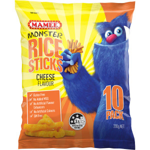 5 PACK of Mamee Rice Snacks Sticks Cheese Flavour 200g