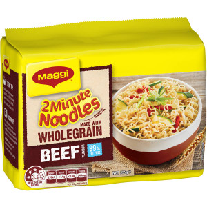 5 PACK of Maggi 2 Minute Instant Wholegrain Beef Noodles 5 pack
