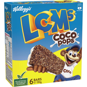 5 PACK of Kellogg's Lcms Coco Pops Cereal Snack Bars 132g